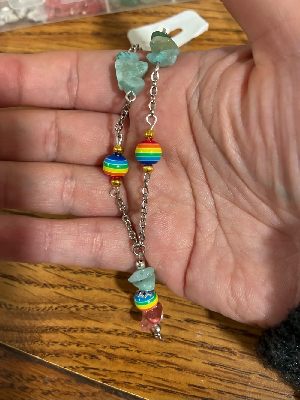 Raw gemstone LGBTQ+ pride month necklace